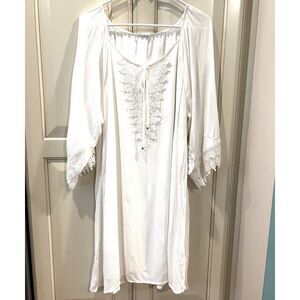 NAIF Ivory Shift Dress with Lace Trim - Size XL - NWT